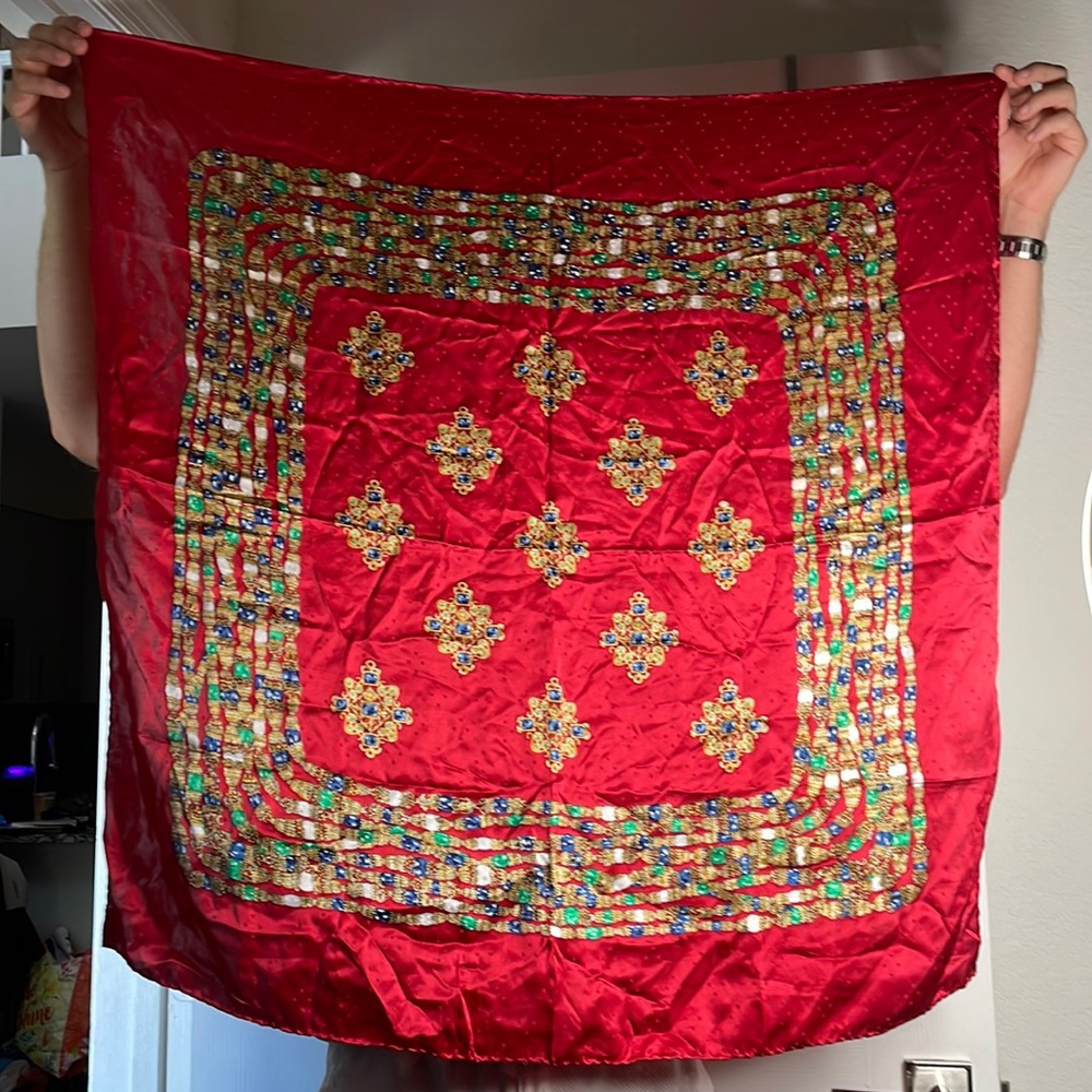 Chanel 100% silk Vintage jewel patterned scarf
